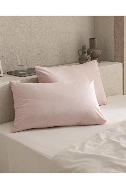 Manon 100% Cotton Ranforce Plain 2-Piece Pillowcase Set - Light Powder