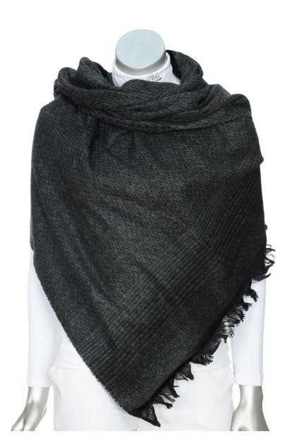 Black Gray Striped Winter Etol Shawl