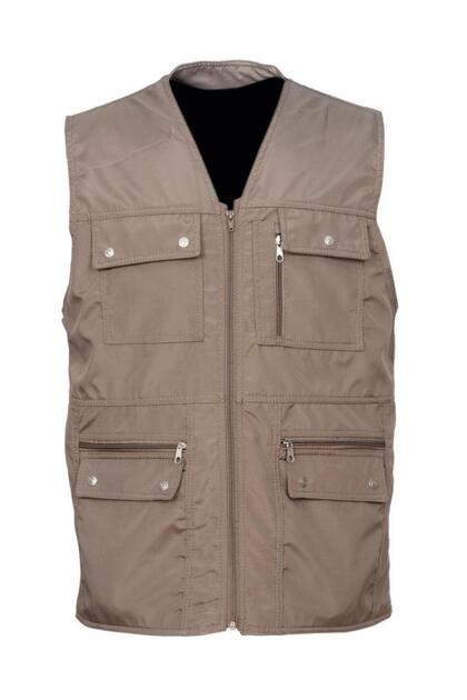Oversized Summer Fabric Hunting Vest Brown Color