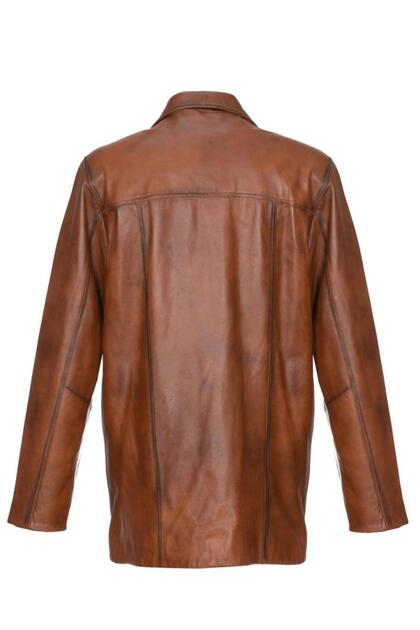 Tan Color Men's Leather Coat Jacket Top