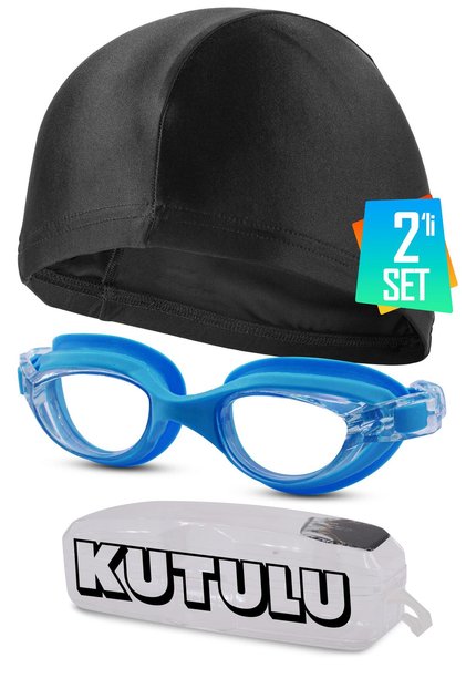 Set of 2 Swimming Goggles with Boneli Box Wide Angle Waterproof Swimming Pool Sea Glasses Blue 1020