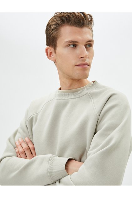 Crew Neck Sweatshirt with Stitching Detail, Comfortable Cut