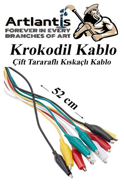 Artlantis Krokodil Kablo 52 cm 10 lu 1 Paket Timsah Ağızlı İki