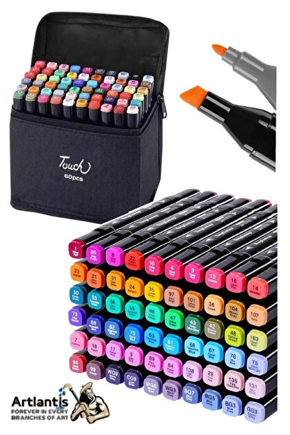 Artlantis 60 Adet Çift Taraflı Marker Kalem Çantalı 1 Paket 60
