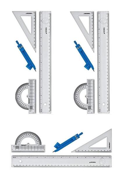 Cetvel Takımı 30 Cm 3 Paket Yıldızlar Cetvel Pergel Gönye İletki Şeffaf Çizim Takımı Pergelli Çizim