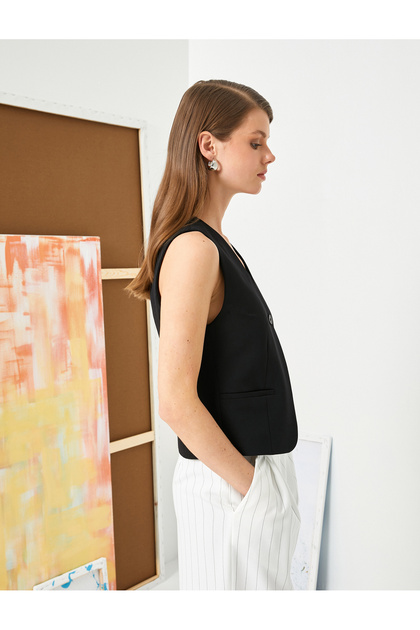 Vest Fillet Double Pocket Double Breasted Collar