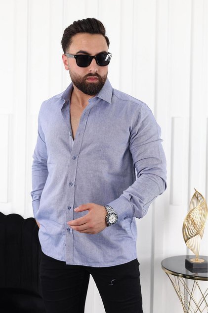 Indigo Color Regular Classic Men's Shirt