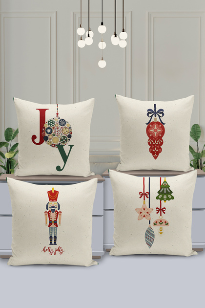 Set of 4 Throw Pillow Covers New Year's Christmas Pattern Double-Sided Digital Printed