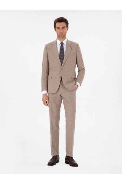 Beige Slim Fit Suit 50297088-Vr011