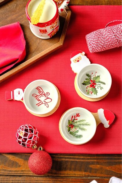New Year Yılbaşı Bamboo Snack Noel Baba 3'lü Çerezlik