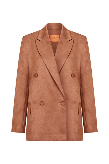 Camel Desert Grace Scuba Süet Ceket Oversize Vatkalı İçi Astarlı Krep Premium Ceket