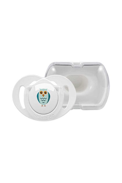 Orthodontic Pacifier 6 Months+ Owl | Single, Silicone, with Lid - Storage Container with Gift