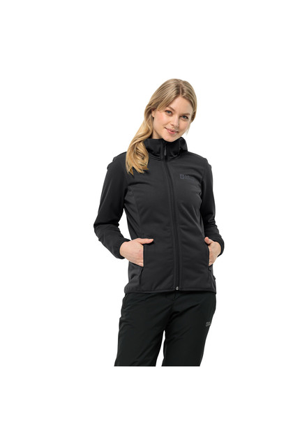 Jack Wolfskin Windhain Hoody Kadın Siyah Softshell KADIN SOFTSHELL