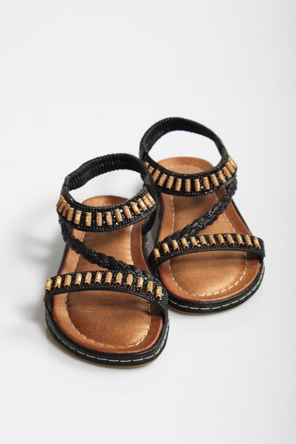 24y152-18 صندل نسائي أسود - تصميم مريح