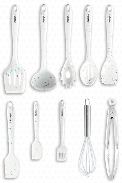 valletta Salvatore 10 Parça Spatula Set Beyaz Renkli Noktalı