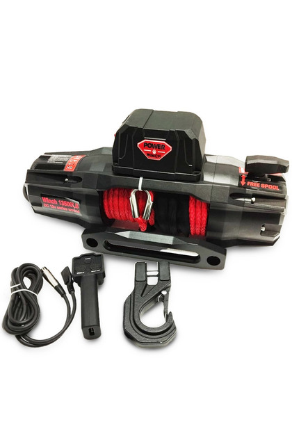 Pro 13500 lb Sentetik Kırmızı Halatlı Off-Road 4x4 Elektrikli Vinç 12V