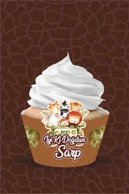 Safari Pastel Cupcake Wrap 8-pack
