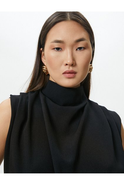 Draped Collar Blouse Sleeveless