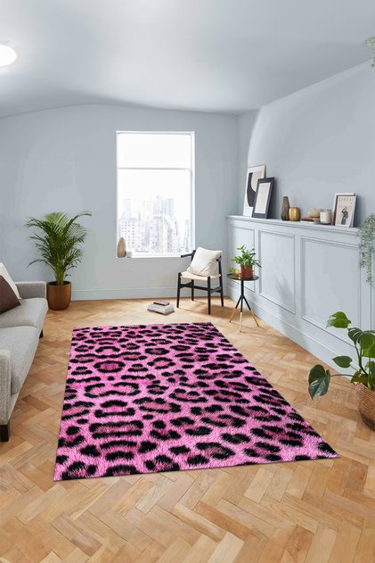Modern Dijital Kaymaz Taban Leopar Desen Yıkanabilir Yolluk Mutfak Salon Halısı