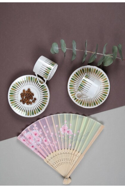 Pera Green Coffee Cup Set 80Cc 2 People 4 Pieces