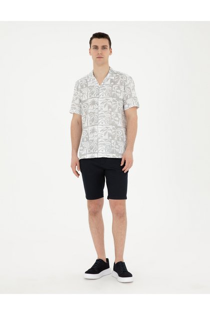 Lacivert Slim Fit Dokuma Şort 50284273-VR033