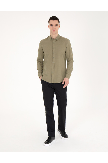 Black Regular Fit Basic Canvas Trousers 50288510-Vr046