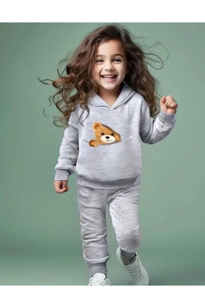 Girl's Suit Hooded Bottom Top 2-Piece? Team Printed