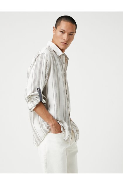 Basic Woven Shirt with Classic Collar Buttons