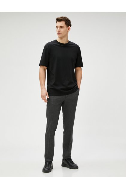 Woven Trousers Buttoned Pocket Detailed