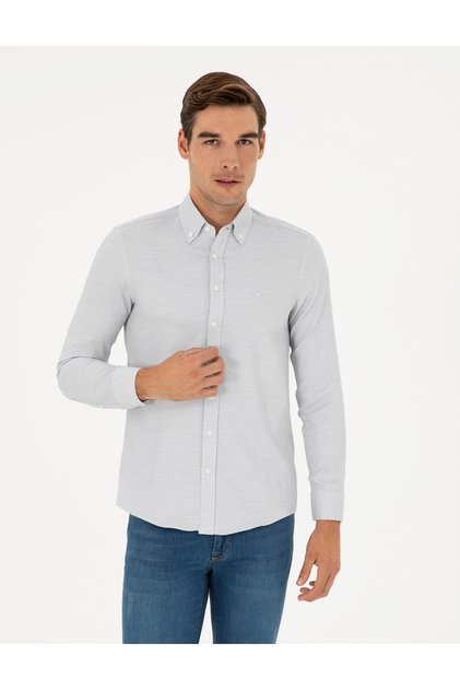 Cămașă gri slim fit cu mânecă lungă 50291042-VR024