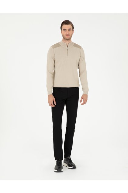 Black Slim Fit Canvas Trousers 50295933-Vr046