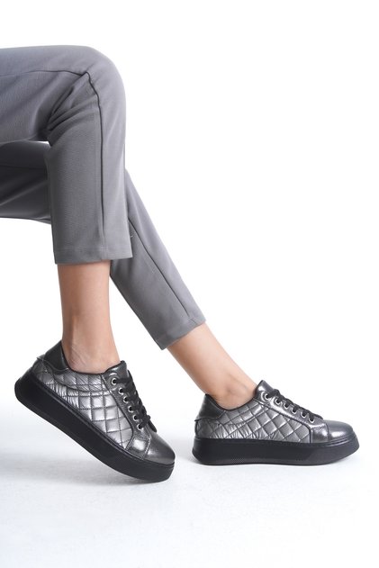 Selivena Gray Unisex Women's Daily Lace-Up Sneaker Sports Walking Shoes