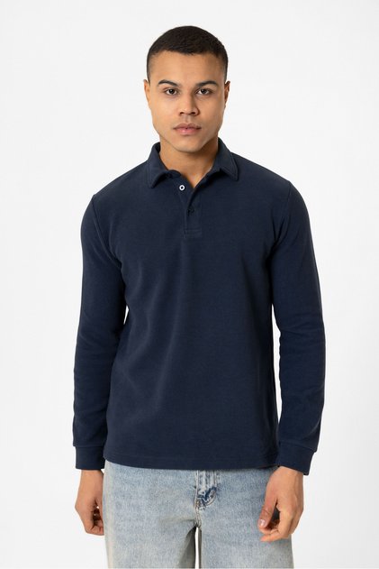 Çukurova Polo Yaka Selanik Örme Kumaş Sweatshirt Kazak
