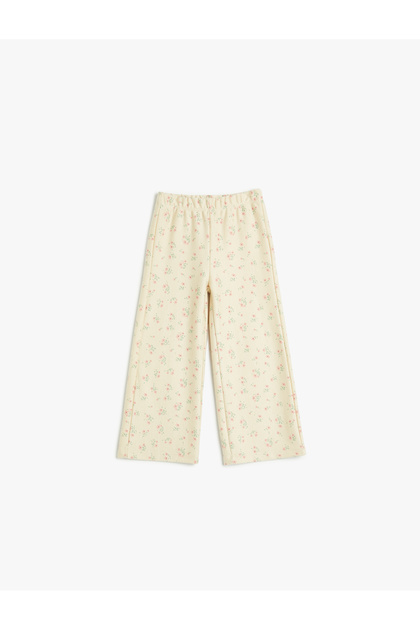 Baby Girl's Beige Floral Sweatpants