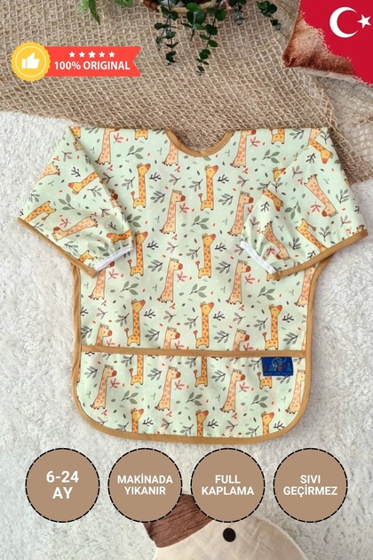 Forest Patterned Liquid-Proof Unisex Activity and Feeding Bib 6-24 Months