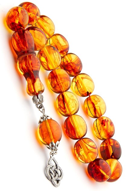 Erkek 14x15mm Maskot Boy Sarı Kırmızı Kehribar Tesbih Efe Tesbihi