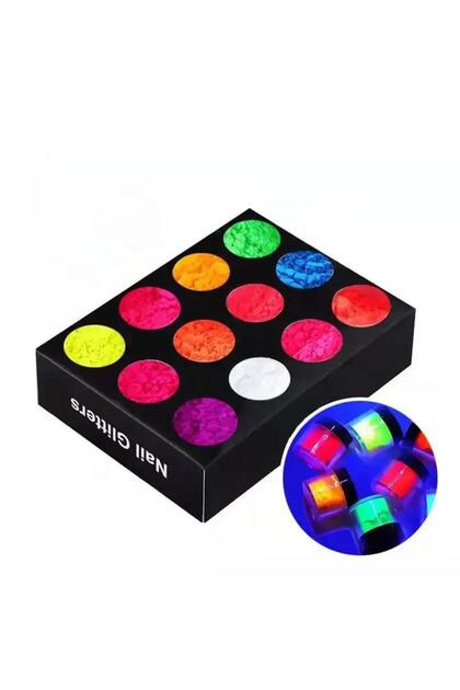 Nail Art Floresan Tırnak Toz Pigment 12li Set Neon