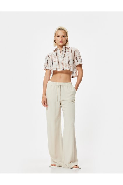 X Selected by Şahika Ercümen - Linen Blend Wide Leg Trousers with Pockets