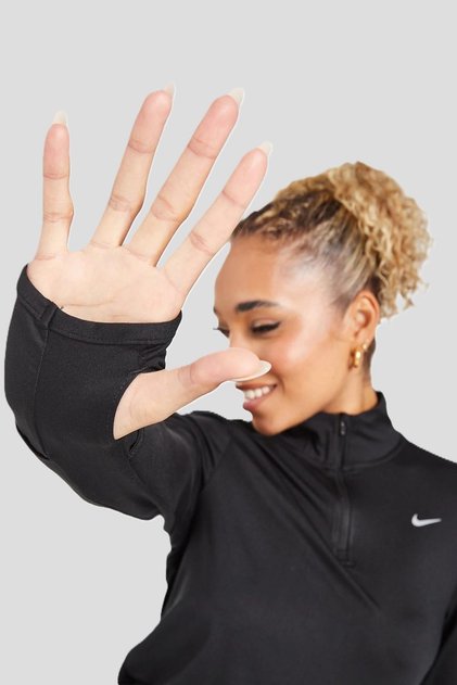 Element 1/2 Zip Running Yarım Fermuarlı Yan Cepli Kadın Koşu Üstü Siyah