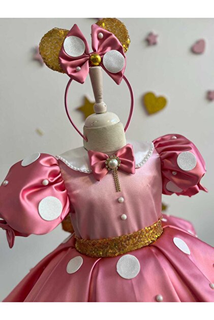 rose gold minnie dress Pink Minnie Mouse Dress, Glitter Costume, Birthday Photoshoot