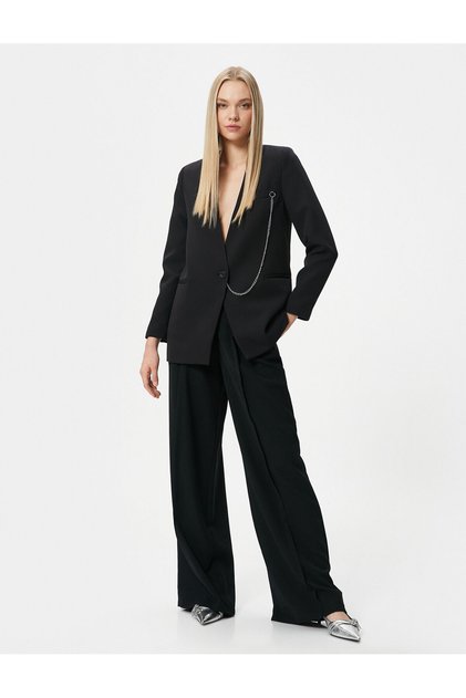 Blazer Jacket Single Button Fleto Pocket Chain