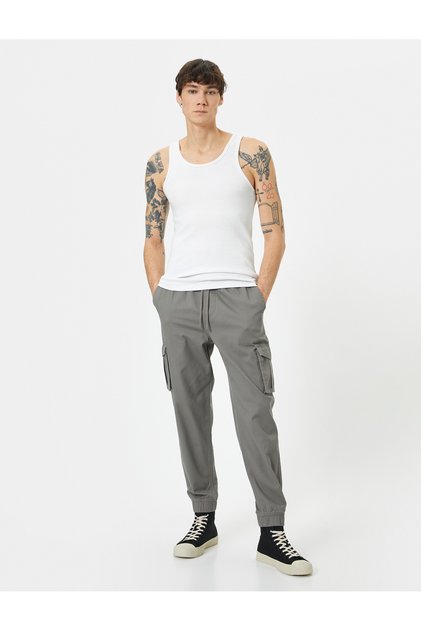 Jogger Slim Fit Cargo Pocket Pants - Waist Lace-Up