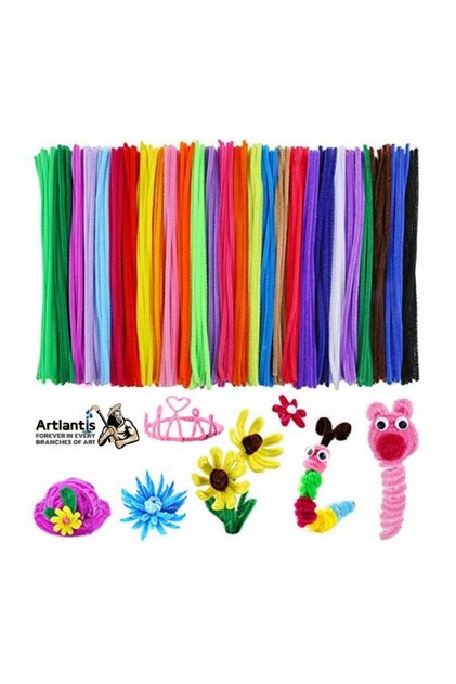 Şönil Renkli 50 Cm 100'lü 1 Paket 50 Cm Renkli Tüylü Tel 100 lü 1 Paket