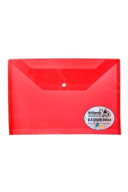 A4 Çıtçıtlı Kırmızı Şeffaf Renkli Zarf Dosya 1 Adet Çıt Çıtlı Dosya 1 Adet