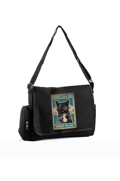Cat Messenger Bag Adjustable Belt and Zippered Pockets