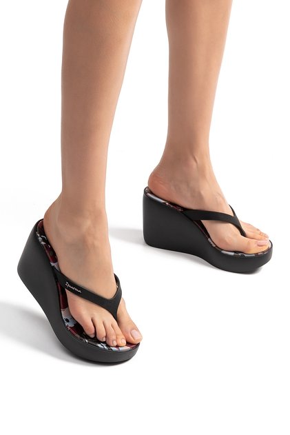 High Fashion Thong Topuklu Kadın Parmak Arası Terlik Siyah 35/40