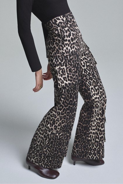 100% Cotton Leopard Printed Cargo Pants