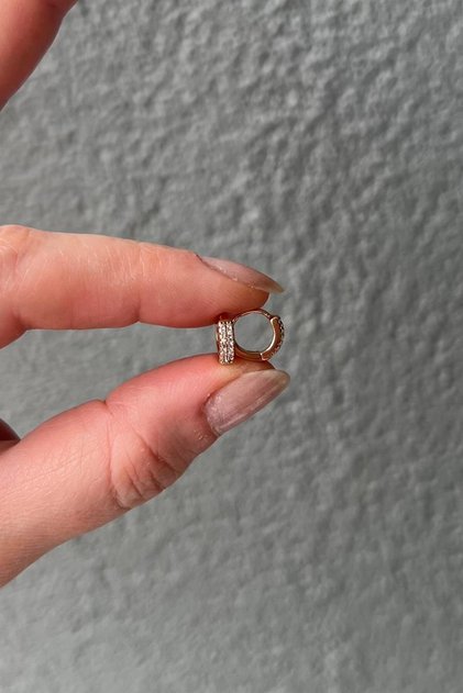 Minicik Çift Sıra Taşlı Tragus Küpe/piercing Çifti | Çelik