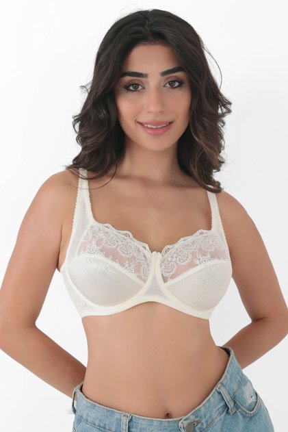 Sutien de damă, ecru, rezistent la întindere, din țesătură, cu sârmă, cu sârmă 4676004 -hürrem