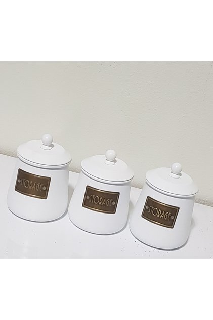 Baharat 3 li set metal beyaz